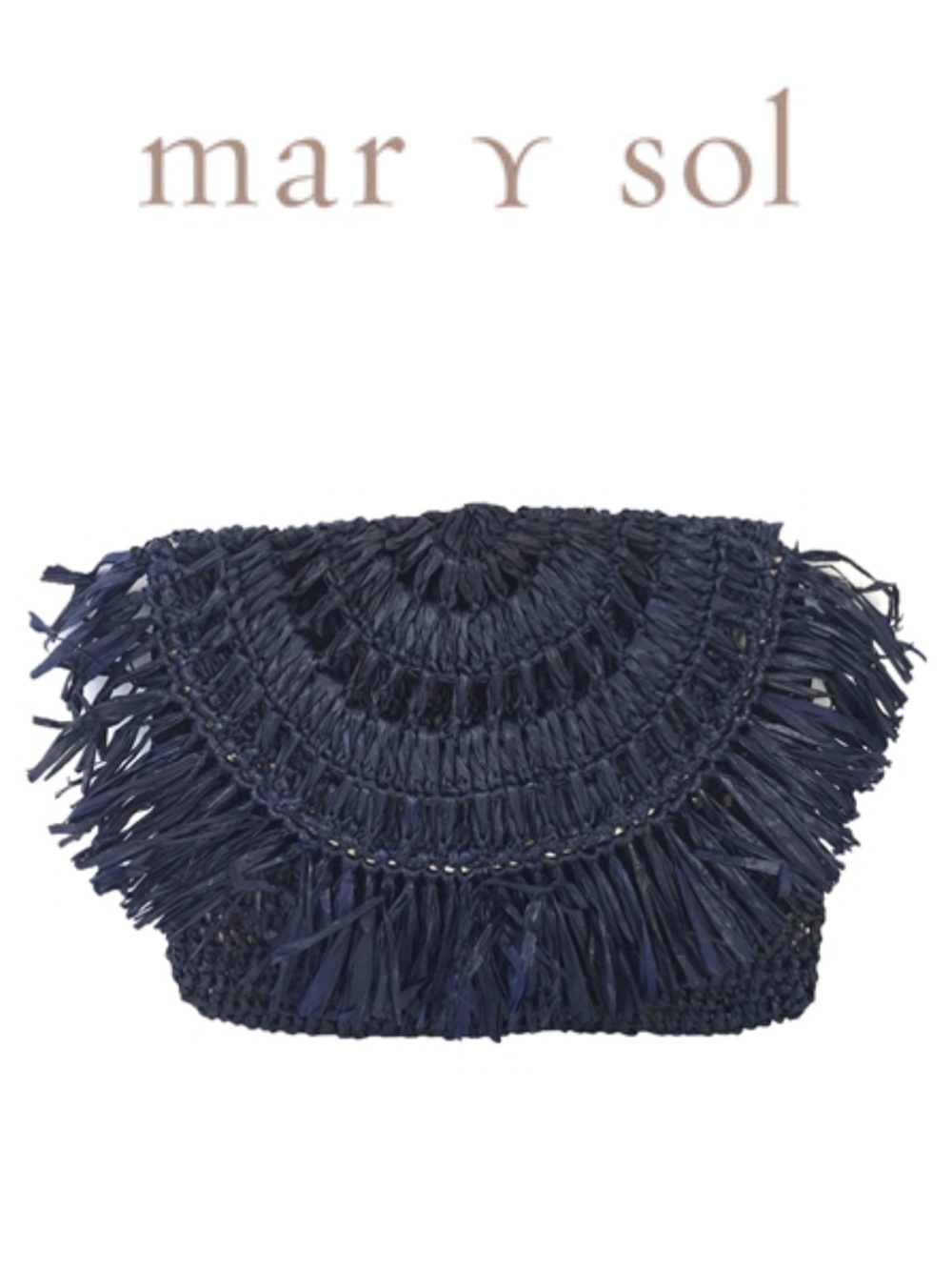 NWT Navy Woven Raffia Fringe Clutch
